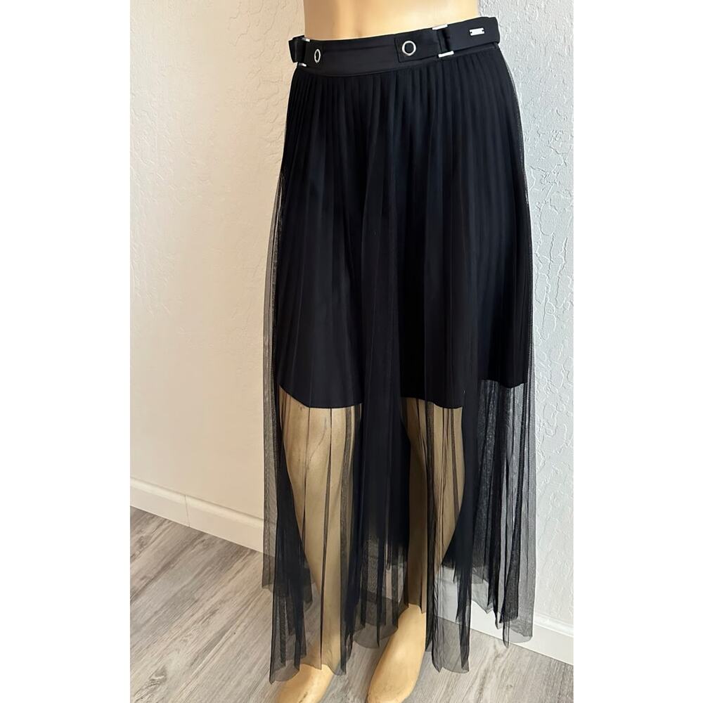 Armani Exchange Black Sheer Midi Skirt